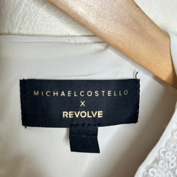 MICHAEL COSTELLO x REVOLVE Sierra Sequin Long Sleeve Crop Top White Sz S {PP29} - Picture 4 of 5